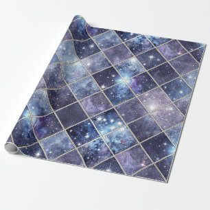 Papel De Presente Diamante em Azul Meia-Noite - Noite Estrelada (2)