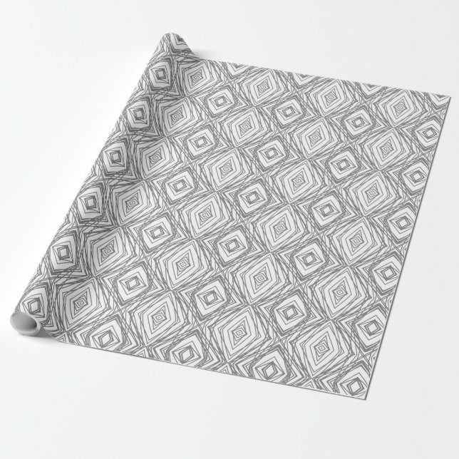 Papel De Presente Diamante Geométrico Moderno Preto e Branco (Desenrolado)