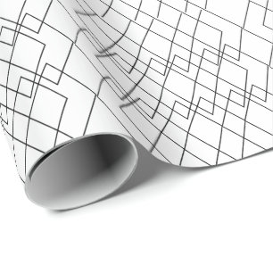Papel De Presente Diamante Geométrico Preto e Branco