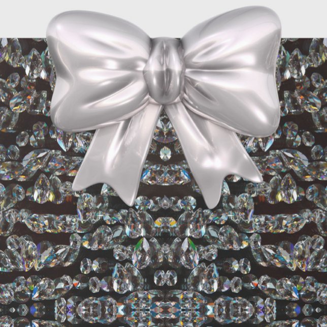 Papel De Presente Diamante padrão brilhante prata elegante e preto (Criador carregado)