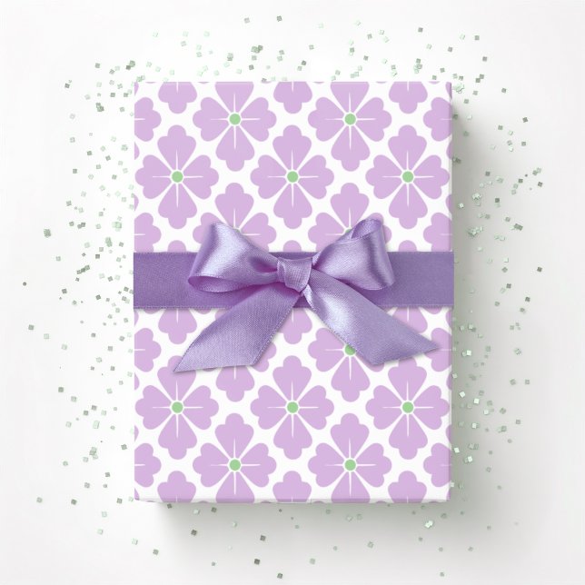 Papel De Presente Diamante Pétala em Lilás e Verde (Criador carregado)
