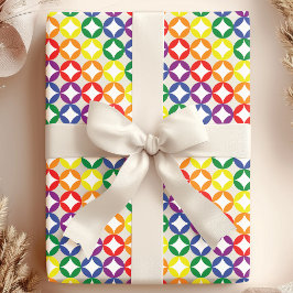 Papel De Presente Diamantes Arco-Íris Chic Moderno