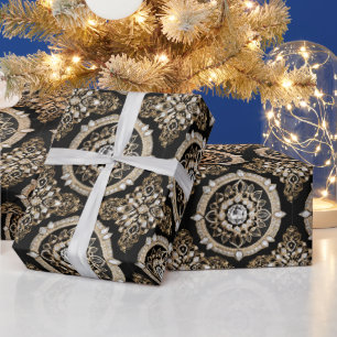 Papel De Presente Diamantes brancos, design de glamour da fronteira