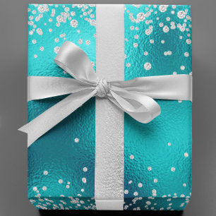 Papel De Presente Diamantes Brilho Falso Brilho Azul Ovo de Robin