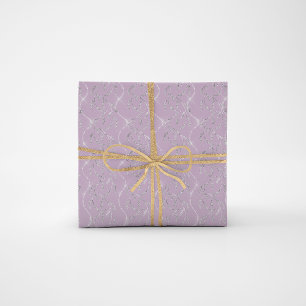 Papel De Presente Diamantes de prata florais do louro de PurpleSpark