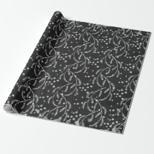 Papel De Presente Diamantes de prata pretos brilhantes