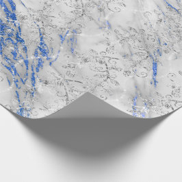 Papel De Presente Diamantes do Saphire Marble Cobalt Cinza Azul