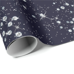 Papel De Presente Diamantes marinhos azuis crepusculares Sparkly da