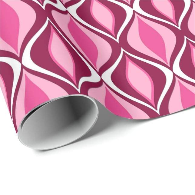 Papel De Presente Diamantes Modernos do Século médio, Borgonha e Ros (Ponta do rolo)