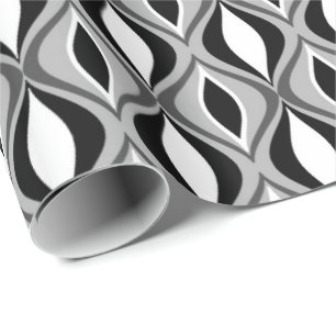 Papel De Presente Diamantes modernos, preto, branco e cinzas do meio