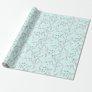 Papel De Presente Diamantes Prateados de Pastel Aquático Sparkasse