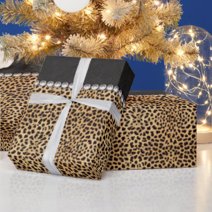 Papel De Presente Diamantes Rhinestone da Spot-Leopardo