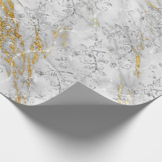 Papel De Presente Diamantes Sparkassos Marble Dourada Cinza Branca