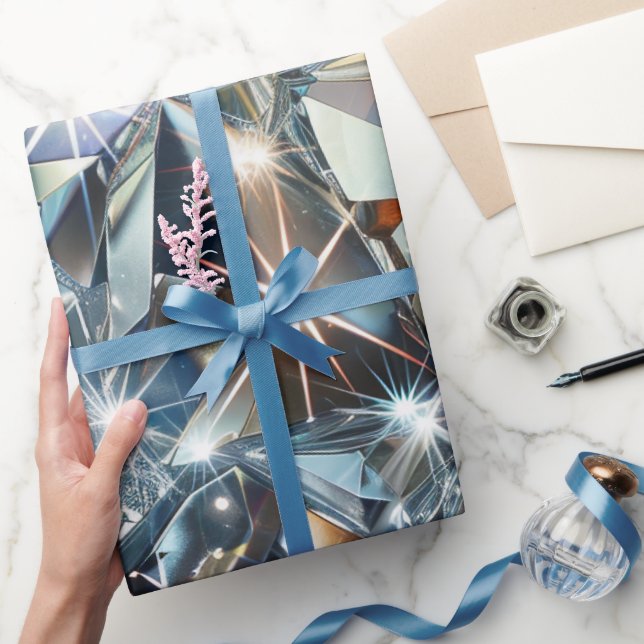 Papel De Presente Diamantes Transparentes Brilhantes (Presentear)