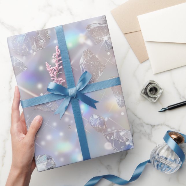 Papel De Presente Diamantes Transparentes Brilhantes (Presentear)
