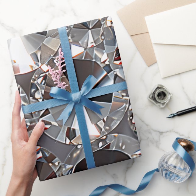 Papel De Presente Diamantes Transparentes Brilhantes (Presentear)