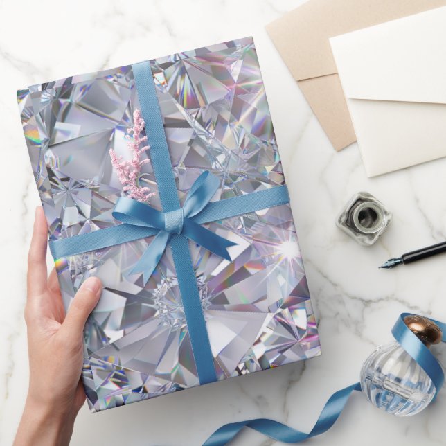 Papel De Presente Diamantes Transparentes Brilhantes (Presentear)