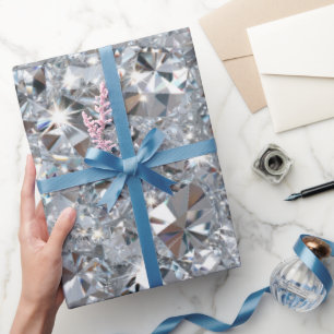 Papel De Presente Diamantes Transparentes Brilhantes