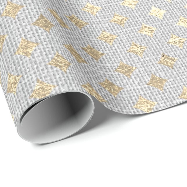 Papel De Presente Diamond Cut Foxier Dourado Silver Cinza VIP Linen (Ponta do rolo)