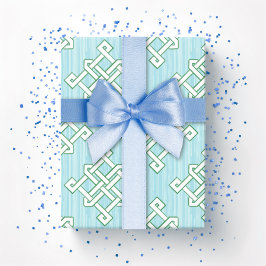 Papel De Presente Diamond Endless Knot in Green and Aqua