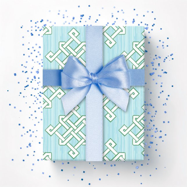 Papel De Presente Diamond Endless Knot in Green and Aqua (Criador carregado)