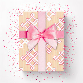 Papel De Presente Diamond Endless Knot in Pink and Orange