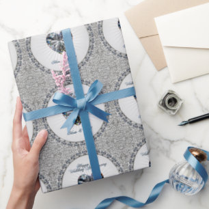 Papel De Presente Diamond Heart 60th Anniversário Wrapping Paper