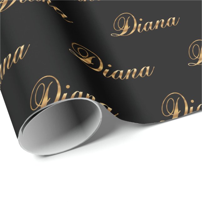 Papel De Presente Diana gold Design Lettering Geschenkpapier (Ponta do rolo)