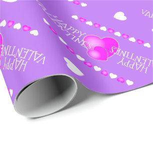 Papel De Presente Dias de os namorados brancos, cor-de-rosa e coraç