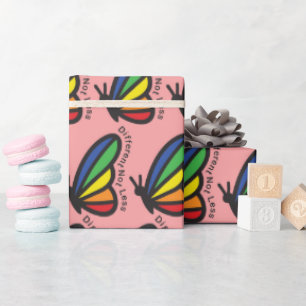 Papel De Presente Diferente Não Menos Autismo Borboleta Colorida TDA