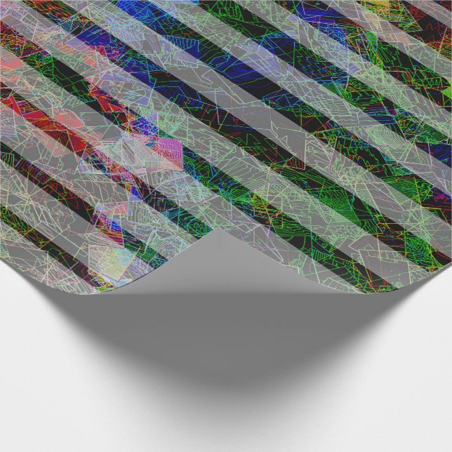 Papel De Presente Diferentes faixas e quadrados arranhados de linhas (Ponta)