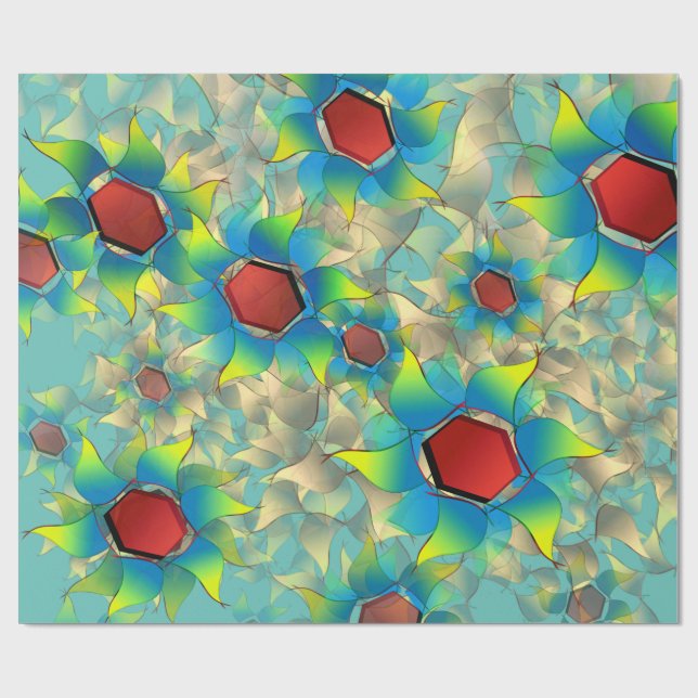 Papel De Presente Diferentes flores virtuais, pétalas azuladas sobre (Aberto)