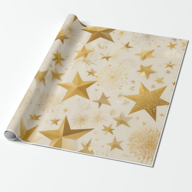 Papel De Presente Diferentes formas e dimensões das estrelas ouros (Desenrolado)
