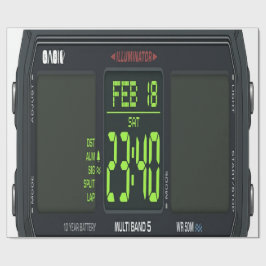 Papel De Presente Digital Watch Face Wrapping Paper