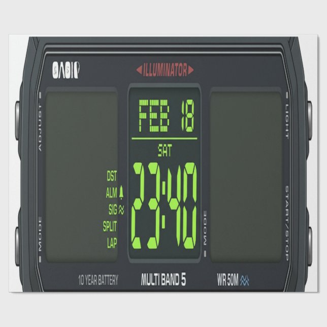 Papel De Presente Digital Watch Face Wrapping Paper (Aberto)