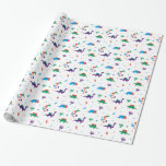 Papel De Presente Dino Dreidels<br><div class="desc">Tome a uma mordida fora de um dreidel este ano e envolva seus presentes de Hannukah neste impressão pré-histórico bonito. Nossos dinos são misturados com as estrelas de David, menorahs, e os dreidels para miúdos novos frescos projetam. www.dreideljams.com</div>