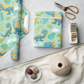 Papel De Presente Dinos para bebês, estilo boho sem problemas