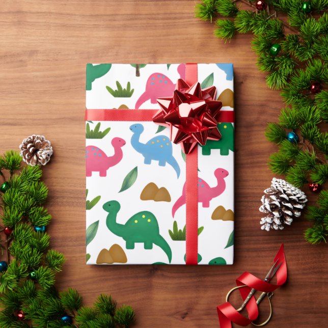 Papel De Presente Dinos pintados (Presente de Natal)