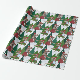 Papel De Presente Dinosaur Christmas T-Rex Santa