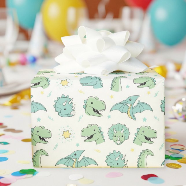 Papel De Presente Dinosaur Gift Wrap Dino-Party Pastel (Criador carregado)