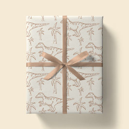 Papel De Presente Dinosaur Pattern Modern Boy Dino Jungle Beige