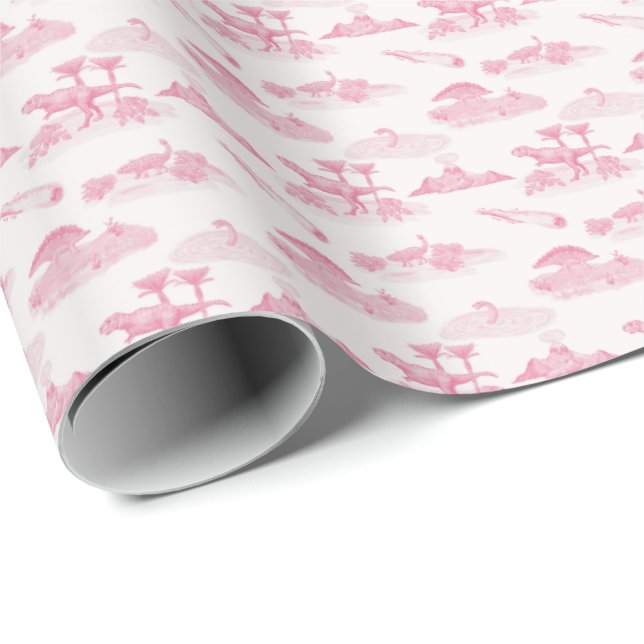 Papel De Presente Dinosaur Toile (Pink)  Wrapping Paper (Ponta do rolo)