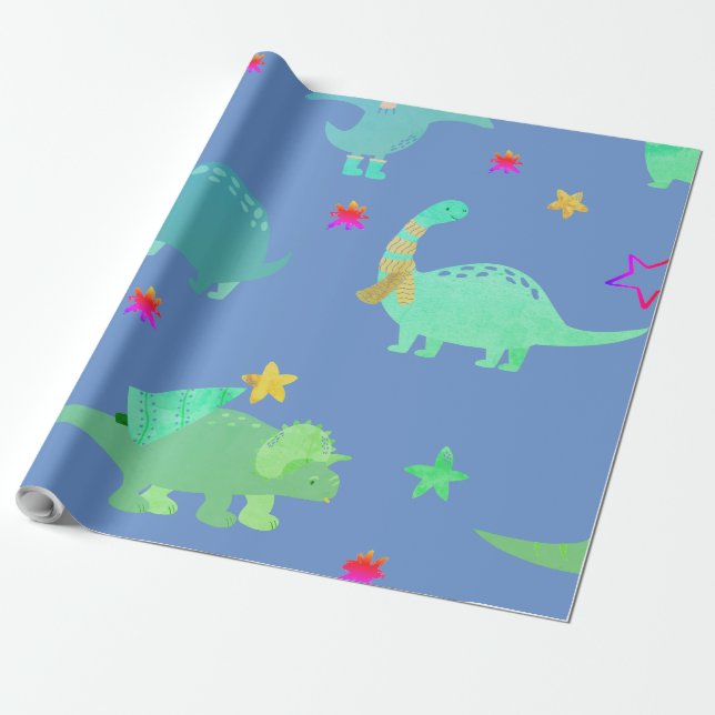 PAPEL DE PRESENTE DINOSOAR DIVERTIDO NO PAPEL DE ENVOLVIMENTO DE CRI (Desenrolado)