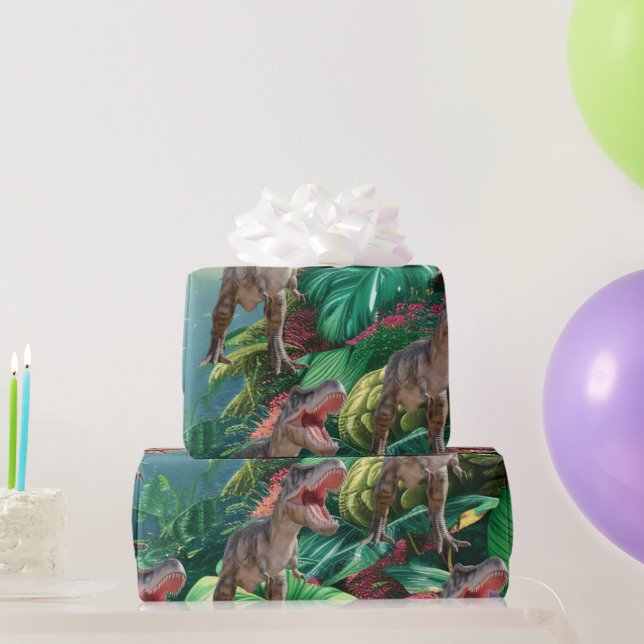 Papel De Presente Dinossaur Aniversário do Mundo Jurássico (Presentes para festas)
