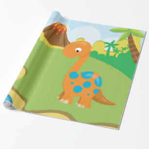 Papel De Presente Dinossauro Adorável