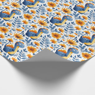Papel De Presente Dinossauro Amarelo Dinossauro Azul-Bonito