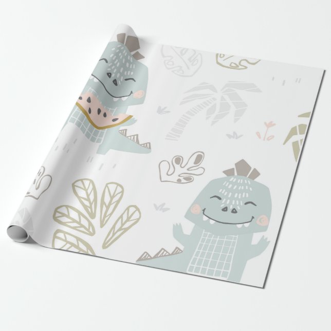 Papel De Presente  Dinossauro com melancia (Desenrolado)