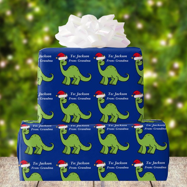 Papel De Presente Dinossauro de Natal para Crianças Bonitas (Criador carregado)