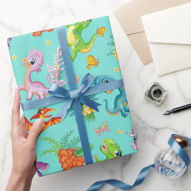 Papel De Presente Dinossauro Divertido  (Presentear)