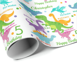 Papel De Presente Dinossauro E Aniversário de criança De Nomes